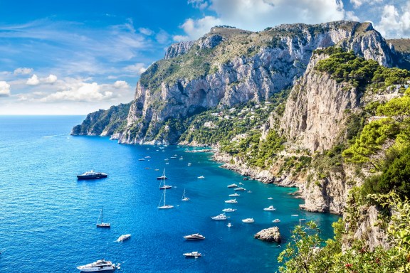 Amalfi Coast Capri, superyachts on anchor