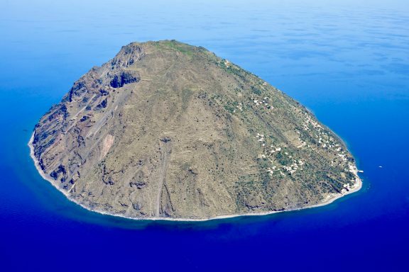 Aerial image of Alicudi Island in Sicily