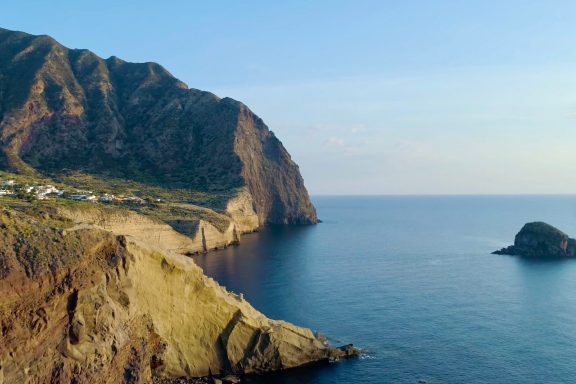 View of the coast of Salina Island in the Aeolian Islands, Sicily