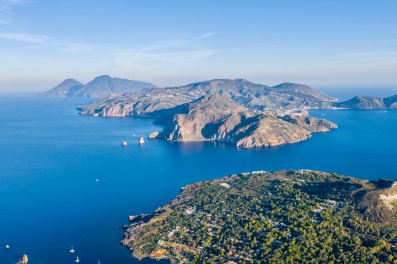 View from Vulcano Island in the Aeolian Islands, Sicily