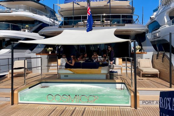 Superyacht COSMICO at the MYBA Yacht Show in Sanremo