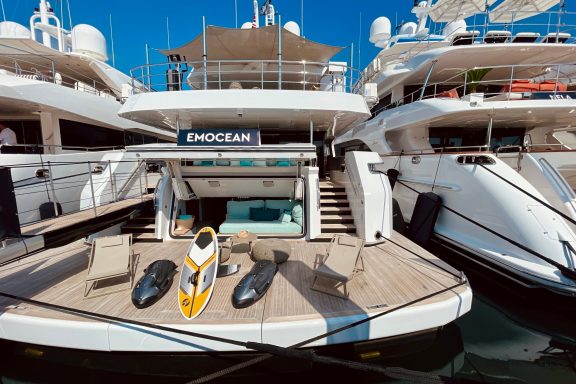 Superyacht EMOCEAN at the MYBA Yacht Charter Show in Sanremo