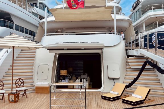 Superyacht PLAN B at the MYBA Yacht Charter Show in Sanremo
