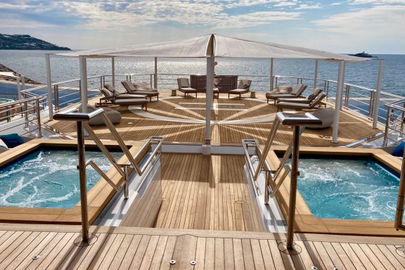 Superyacht STELLA MARIS, foredeck with 2 plunge pools